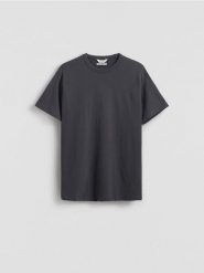 T-shirt comfort fit - ciemnoszary. Szare t-shirty męskie Reserved, l, bez wzorów, z bawełny, bez kołnierzyka. Za 69.99 zł.