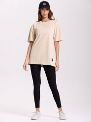 Onamaste Koszulka w kolorze beżowym rozmiar: S/M. Brązowe bluzki damskie Onamaste, m, bez wzorów, z bawełny, bez kołnierzyka, bez ramiączek. Za 121.80 zł.