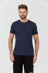GUESS Granatowy męski t-shirt New Tech Str T, Rozmiar M. Niebieskie t-shirty męskie Guess, l, z aplikacjami, bez kołnierzyka. W wyprzedaży za 173.99 zł.