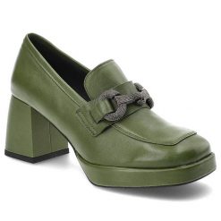 Zielone Półbuty Karino Eleganckie Skórzane Buty Na Obcasie. Zielone półbuty damskie Karino, bez wzorów, ze skóry, eleganckie, bez obcasa, na obcasie. Za 489.00 zł.