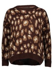 Sublevel Sweter w kolorze ciemnobrązowo-jasnobrązowym rozmiar: L/XL. Brązowe swetry klasyczne damskie Sublevel, l, ze splotem, bez kołnierzyka. Za 70.41 zł.