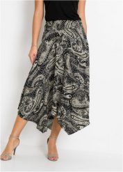 Spódnica midi z czystej wiskozy. Czarne spódniczki damskie bonprix, bez wzorów, z wiskozy, midi, asymetryczne. Za 124.99 zł.