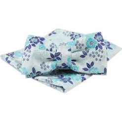 Męska Mucha z Poszetką, Miętowa w Kwiaty - Alties. Zielone krawaty i muchy męskie Alties, bez wzorów, eleganckie. Za 54.00 zł.