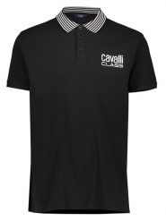 Cavalli CLASS Koszulka polo w kolorze czarnym rozmiar: L. Czarne koszulki polo męskie Cavalli Class, l, bez wzorów, z bawełny, bez ramiączek. Za 188.85 zł.