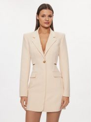 Patrizia Pepe Sukienka koktajlowa 8A1262/A375-B788 Beżowy Slim Fit. Brązowe sukienki damskie Patrizia Pepe, bez wzorów, z syntetyku, wizytowe, bez kołnierzyka, bez ramiączek. Za 2,449.00 zł.