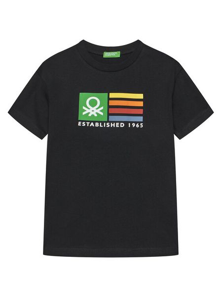 United Colors Of Benetton T-Shirt 3I1XC10N3 Czarny Regular Fit. Czarne t-shirty chłopięce United Colors Of Benetton, bez wzorów, z bawełny, bez ramiączek. Za 49.99 zł.