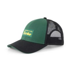 Czapka z daszkiem Puma Porsche Legacy Trucker. Zielone czapki męskie Puma, bez wzorów, eleganckie. Za 162.80 zł.