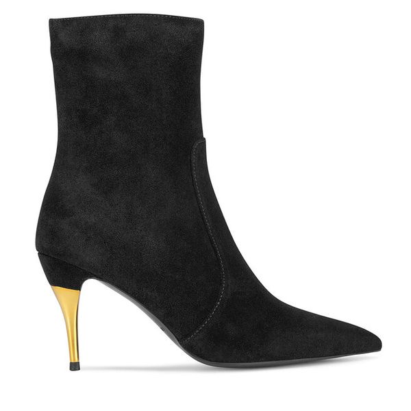 Botki GINO ROSSI. Czarne botki damskie Gino Rossi, bez obcasa, na szpilce, bez zapięcia. Za 429.99 zł.