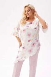 Elegancka tunika Liliana z asymetrycznym krojem w romantyczne kwiaty PLUS SIZE XXL. Czerwone tuniki damskie Moda Size Plus Iwanek, na co dzień, plus size, bez wzorów, z elastanu, eleganckie, z asymetrycznym kołnierzem, plus size, bez ramiączek. Za 239.90 zł.
