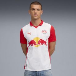 Męska koszulka domowa FC Red Bull Salzburg 25/26 PUMA White Red. Białe t-shirty sportowe męskie Puma, m, bez ramiączek, do piłki nożnej. Za 429.00 zł.