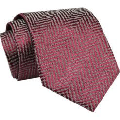 Elegancki, Klasyczny, Męski Krawat -ALTIES- Czerwony, Wzór w Jodełkę. Czerwone krawaty i muchy męskie Alties, bez wzorów, z tkaniny, eleganckie. Za 49.00 zł.