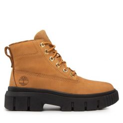 Botki Timberland. Brązowe botki damskie Timberland, bez obcasa, na płaskiej podeszwie, bez zapięcia. Za 539.99 zł.