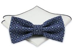 Mucha z poszetką - Chattier, Męska - Oryginalny Wzór. Niebieskie krawaty i muchy męskie Chattier, bez wzorów, eleganckie. Za 59.00 zł.