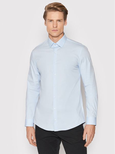 Calvin Klein Koszula Poplin K10K108229 Niebieski Slim Fit. Niebieskie koszule męskie CALVIN KLEIN, m, bez wzorów, z bawełny, bez kołnierzyka, bez ramiączek. Za 219.99 zł.