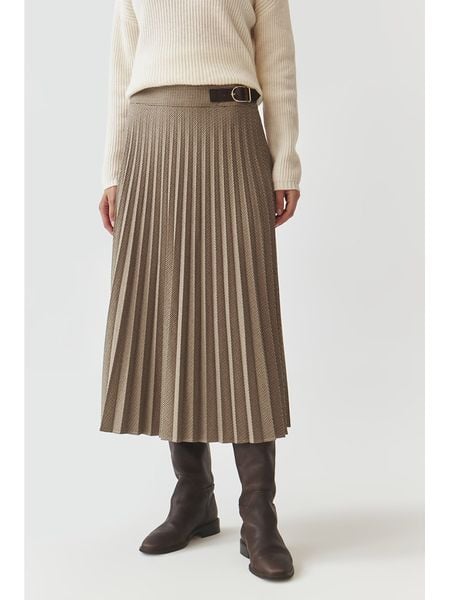 TATUUM Spódnica "Antaliki" w kolorze beżowym rozmiar: 34. Brązowe spódniczki damskie Tatuum, bez wzorów, ze skóry, midi, proste. Za 186.63 zł.