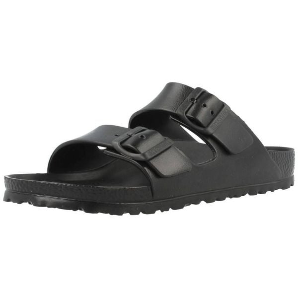 Klapki damskie Birkenstock Arizona W Eva. Czarne klapki damskie Birkenstock, bez wzorów, z materiału, bez obcasa. Za 189.00 zł.