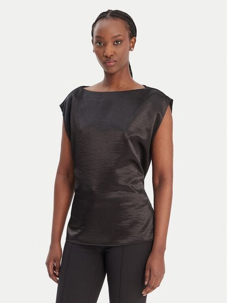 Guess Bluzka W6RH19 W2612 Czarny Regular Fit. Czarne bluzki damskie Guess, m, z aplikacjami, z syntetyku, bez ramiączek. Za 211.99 zł.