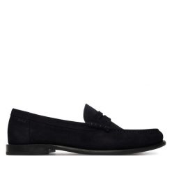 Półbuty BOSS. Niebieskie półbuty męskie Boss, bez zapięcia. Za 949.99 zł.