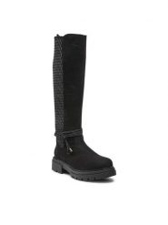 Jenny Fairy Kozaki WS5579-24 Czarny. Czarne kozaki damskie Jenny Fairy, z materiału, bez obcasa, na płaskiej podeszwie. Za 199.99 zł.