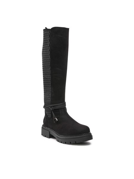 Jenny Fairy Kozaki WS5579-24 Czarny. Czarne kozaki damskie Jenny Fairy, z materiału, bez obcasa, na płaskiej podeszwie. Za 199.99 zł.