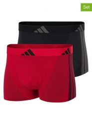 Adidas Bokserki (2 pary) w kolorze czerwonym i czarnym rozmiar: S. Czarne bokserki męskie Adidas, bez wzorów. Za 74.11 zł.