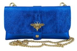 Listonoszka metalizowana BARBERINI'S chabrowa 958/1-30. Niebieskie shopper bag damskie Barberinis, bez wzorów, ze skóry, bez dodatków. Za 119.99 zł.