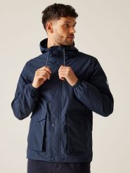 Regatta Kurtka przeciwdeszczowa "Bayano II" w kolorze granatowym rozmiar: 4XL. Niebieskie kurtki outdoor męskie Regatta, m, bez wzorów, bez kaptura. Za 156.98 zł.