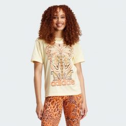 Koszulka adidas x FARM Rio Graphic. Żółte bluzki damskie Adidas, xs, bez wzorów, z bawełny, bez ramiączek. Za 159.00 zł.