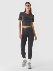 4F Legginsy dzianinowe damskie - czarne XS. Czarne legginsy damskie 4f, s, bez wzorów, z bawełny. W wyprzedaży za 39.99 zł.