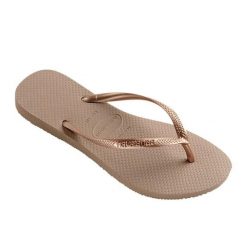 Klapki Havaianas Model Square Logo Metallic Kolor Rose. Czerwone klapki damskie Havaianas, bez wzorów, z gumy, bez obcasa. Za 79.99 zł.