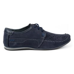 KOMODO Buty męskie mokasyny 875 lato granatowe niebieskie. Niebieskie mokasyny męskie na lato, ze skóry. Za 377.80 zł.
