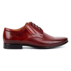Olivier Buty wizytowe 482 czerwone. Czerwone buty wizytowe męskie z jeansu, bez zapięcia. Za 367.89 zł.