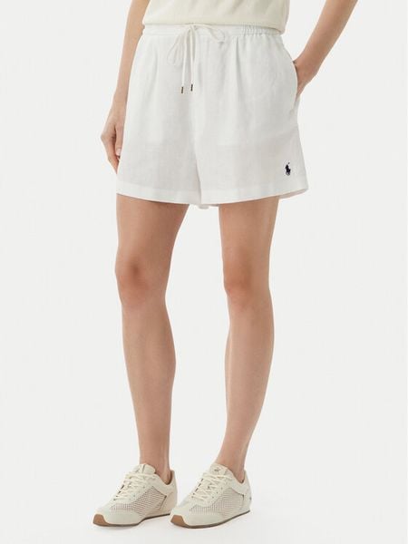 Polo Ralph Lauren Szorty materiałowe 211A12950002 Biały Relaxed Fit. Białe szorty damskie Polo Ralph Lauren, bez wzorów, ze lnu. Za 509.99 zł.