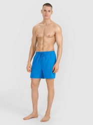 4F Spodenki plażowe męskie - niebieskie XL. Niebieskie szorty męskie 4f, na lato, bez wzorów, z materiału, wakacyjne. W wyprzedaży za 59.99 zł.