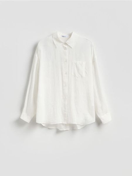 Koszula z lyocellem - biały. Białe koszule damskie Reserved, l, bez wzorów, z lyocellu, bez kołnierzyka, bez ramiączek. Za 119.99 zł.