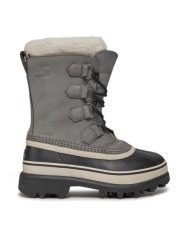 Sorel Śniegowce Caribou NL1005 Szary. Szare śniegowce damskie Sorel, z nubiku. Za 439.99 zł.