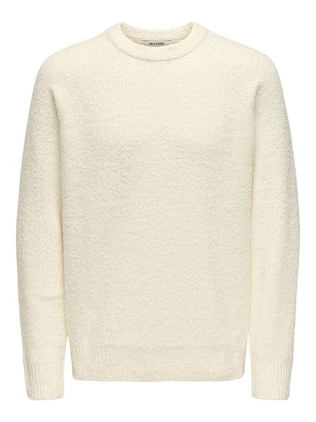 ONLY & SONS Sweter "Dale" w kolorze kremowym rozmiar: L. Brązowe swetry męskie Only & Sons, l, bez wzorów, ze splotem, bez kołnierzyka. Za 126.75 zł.