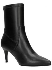 Wojas Skórzane botki w kolorze czarnym rozmiar: 37. Czarne botki damskie Wojas, z materiału, eleganckie, bez obcasa, na szpilce, bez zapięcia. Za 405.61 zł.