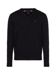 Tommy Hilfiger Sweter z dodatkiem kaszmiru Mężczyźni Bawełna czarny, L. Czarne swetry męskie Tommy Hilfiger, l, bez wzorów, z bawełny, bez kołnierzyka. Za 429.95 zł.