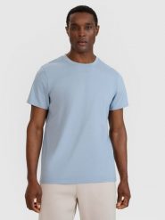 4F T-shirt regular gładki męski - niebieski XXL. Niebieskie t-shirty męskie 4f, m, bez wzorów, z bawełny, bez kołnierzyka. Za 49.99 zł.