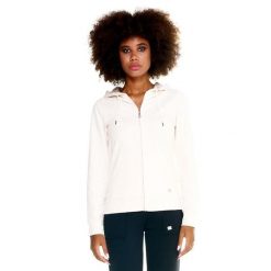 Damska bluza Leone z kapturem Basic zapinanym na zamek na całej długości. Białe bluzy sportowe damskie LEONE 1947 APPAREL, l, bez wzorów, z tkaniny, bez ramiączek, z kapturem. W wyprzedaży za 167.70 zł.
