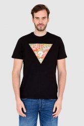 GUESS T-shirt czarny slim fit. Czarne t-shirty męskie Guess, l, z aplikacjami, bez kołnierzyka. W wyprzedaży za 106.99 zł.