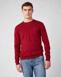 WRANGLER CREW KNIT MĘSKI SWETER KLASYCZNY BIKING RED W8A02PX2G 112141656. Czerwone swetry męskie Wrangler, m, bez wzorów, bez kołnierzyka. Za 139.99 zł.