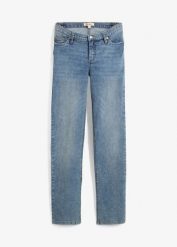 Dżinsy 2w1 na okres ciąży i po porodzie, prosta nogawka. Niebieskie jeansy damskie bonprix, moda ciążowa. Za 119.99 zł.