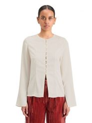 Scotch & Soda Bluzka w kolorze kremowym rozmiar: 40. Brązowe bluzki damskie Scotch & Soda, bez wzorów, bez kołnierzyka, bez ramiączek. Za 166.49 zł.
