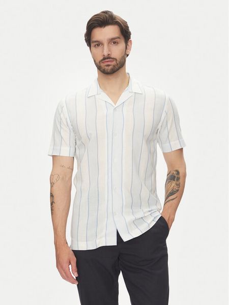 Lindbergh Koszula 30-203419 Błękitny Relaxed Fit. Niebieskie koszule męskie Lindbergh, m, bez wzorów, z bawełny, bez kołnierzyka, bez ramiączek. Za 179.99 zł.