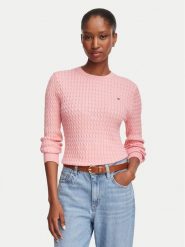 Tommy Hilfiger Sweter WW0WW44993 Różowy jasny Regular Fit. Czerwone swetry klasyczne damskie Tommy Hilfiger, s, z bawełny, bez kołnierzyka. Za 529.99 zł.