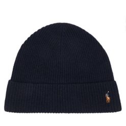 Czapka Polo Ralph Lauren. Niebieskie czapki męskie Polo Ralph Lauren, na zimę, bez wzorów. Za 419.99 zł.