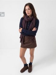 Gładki szalik z domieszką wełny - brązowy. Brązowe szaliki i kominy damskie Sinsay, bez wzorów, z wełny. Za 25.99 zł.
