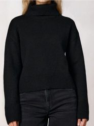 Gładki golf basic - czarny. Czarne golfy damskie Sinsay, l, bez wzorów, bez ramiączek. Za 49.99 zł.